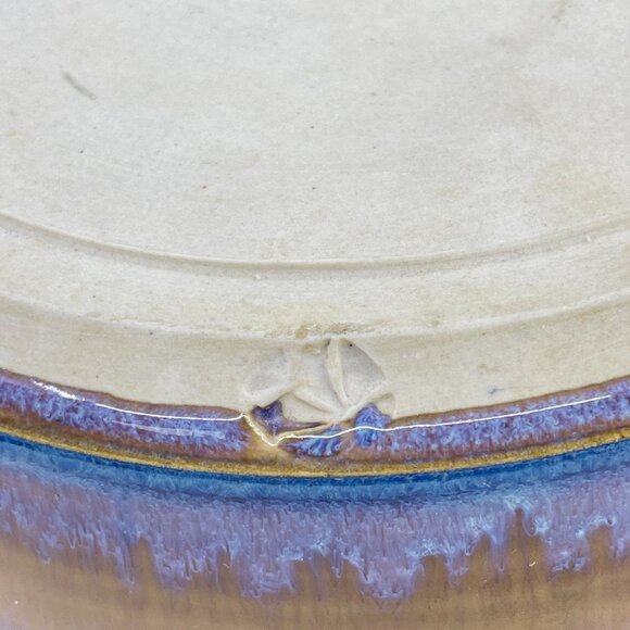 handcrafted studio art pottery ceramic bowl with swirl glaze design 8 5/8" - Picture 7 of 7